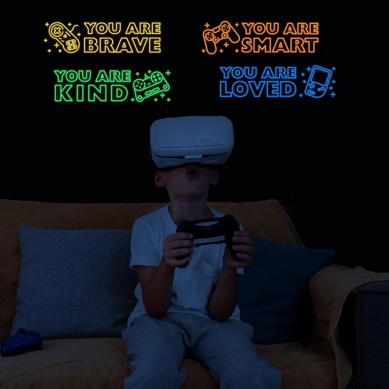 Robmoda Game Wall Decals Glow in The Dark, Gamer Sticker Inspirational Wall Decor for Boys Room, Kids Bedroom Playroom Nursery Decoration - Image 3